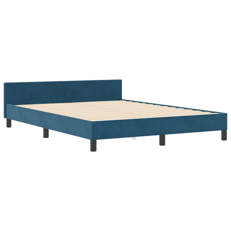 Bed Frame Dark Blue 140X190 Cm Velvet