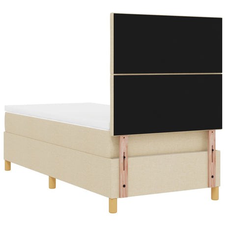 Box Spring Bed With Mattress & Led Cream 100X200 Cm Fabric