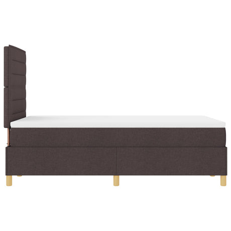 Box Spring Bed With Mattress & Led Dark Brown 120X190 Cm Fabric