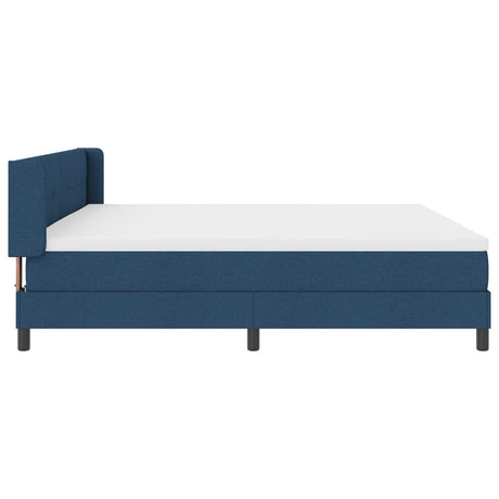Box Spring Bed With Mattress Blue 200X200 Cm Fabric,  Headboard Button Tufted Blue 200 Cm Fabric