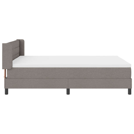 Box Spring Bed With Mattress Taupe 140X190 Cm Fabric,  Headboard Lines Design Taupe 140 Cm Fabric