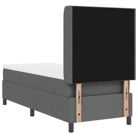 Box Spring Bed With Mattress & Led Dark Grey 90X190 Cm Fabric