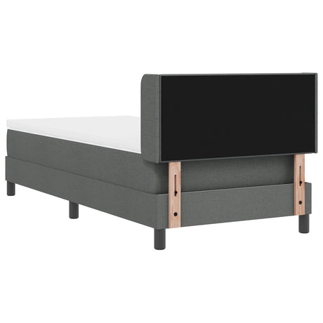 Box Spring Bed With Mattress Dark Grey 80X200 Cm Fabric,  Headboard Button Tufted Dark Grey 80 Cm Fabric