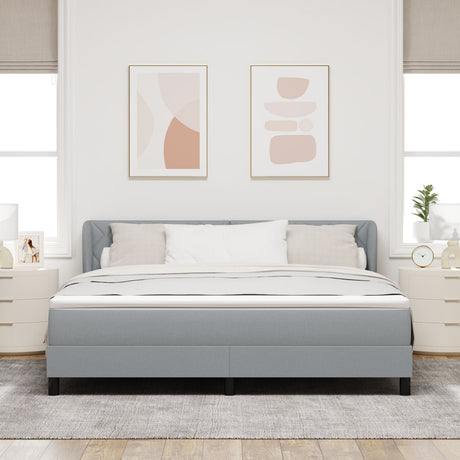 Box Spring Bed With Mattress Light Grey 180X200 Cm Fabric