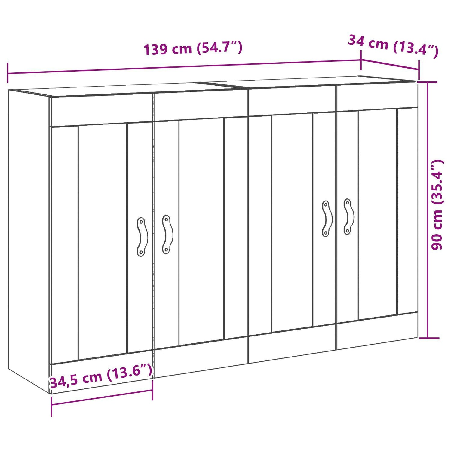 Wall Mounted Cabinets 2 Pcs Artisan Oak 69,5X34X90 Cm Engineered Wood