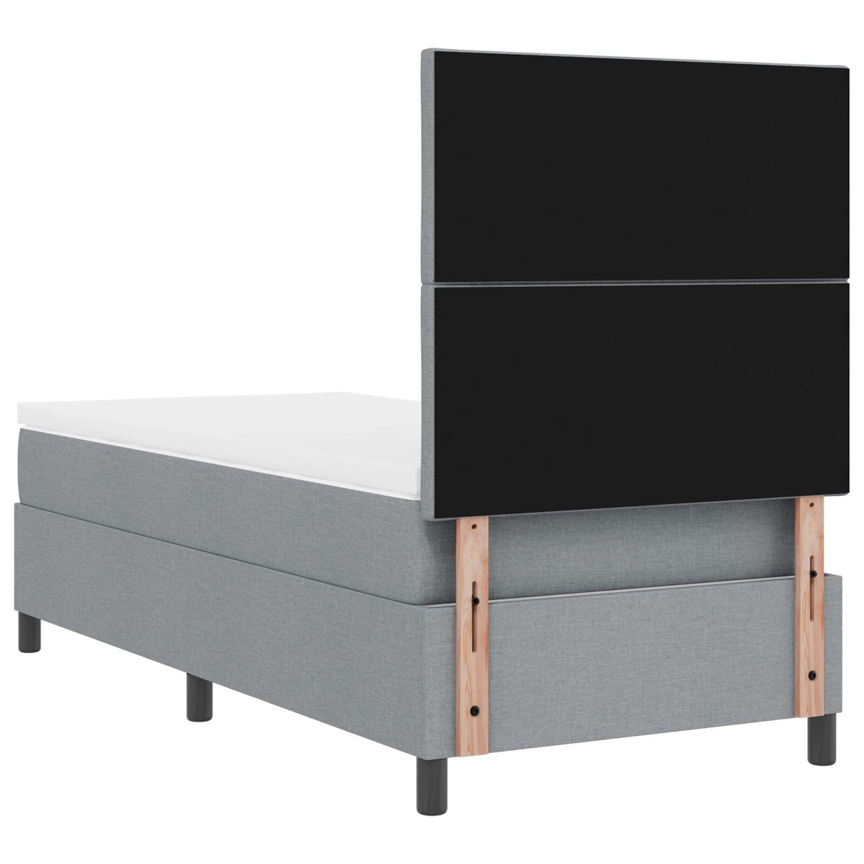 Box Spring Bed With Mattress & Led Light Grey 90X190 Cm Fabric