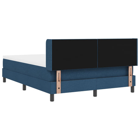 Box Spring Bed With Mattress Blue 160X200 Cm Fabric,  Headboard Diamond Blocks Design Blue 160 Cm Fabric