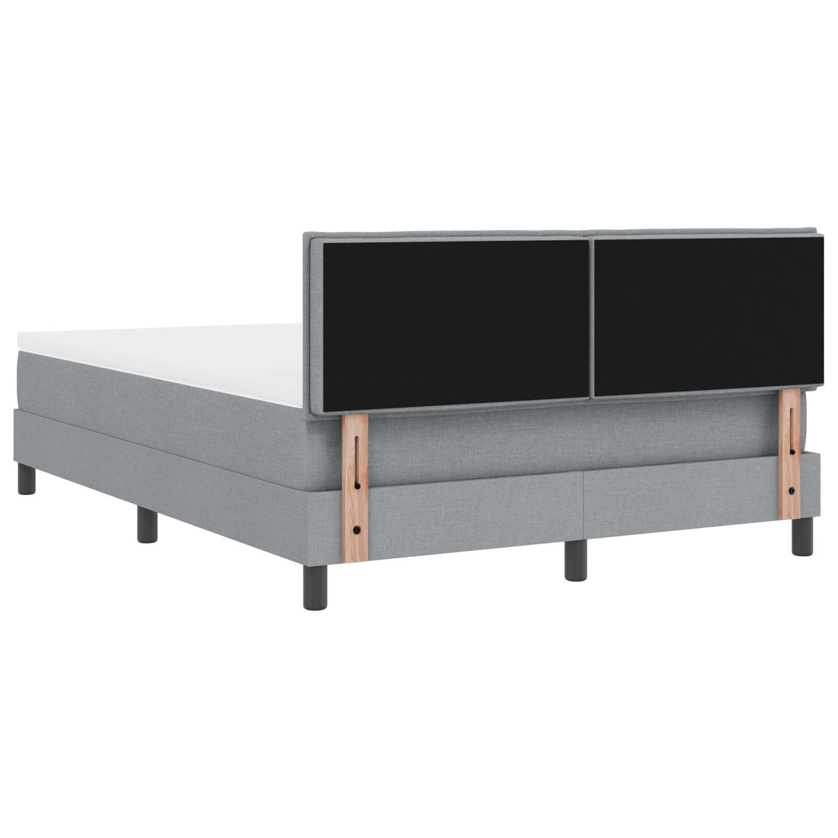 Box Spring Bed With Mattress & Led Light Grey 140X200 Cm Fabric