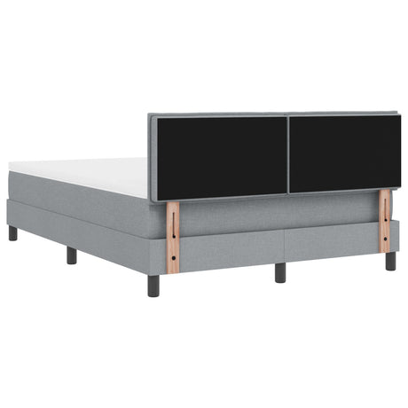 Box Spring Bed With Mattress & Led Light Grey 140X200 Cm Fabric