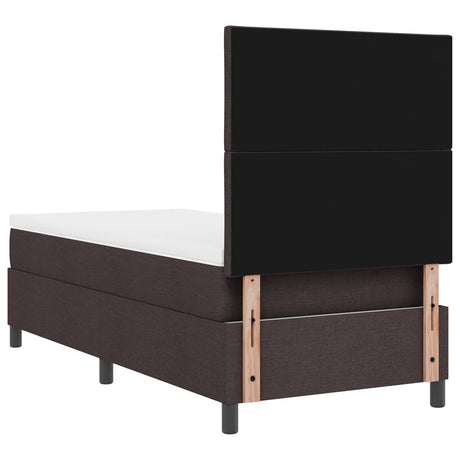 Box Spring Bed With Mattress & Led Dark Brown 90X190 Cm Fabric