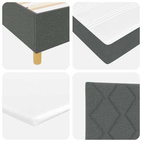 Box Spring Bed With Mattress & Led Dark Grey 200X200 Cm Fabric