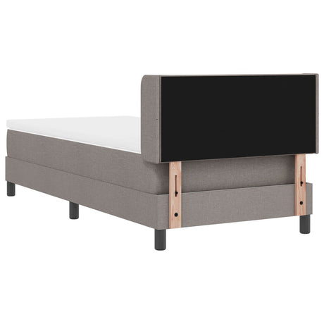 Box Spring Bed With Mattress Taupe 90X200 Cm Fabric,  Headboard Diamond Blocks Design Taupe 90 Cm Fabric