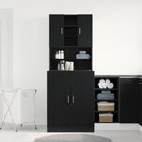 Washing Machine Cabinets 2 Pcs Black Oak 70.5X71.5X181.5 Cm Engineered Wood,  Washing Machine Cabinet - Black Oak - 70.5X71.5X91.5 Cm - Made Of Engineered Wood