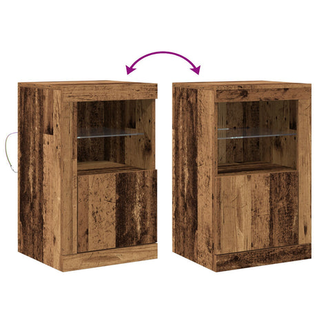 Sideboard With Led Lights Old Wood 41X37X67 Cm