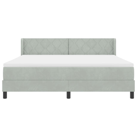 Box Spring Bed With Mattress Light Grey 180X200 Cm Velvet