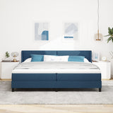 Box Spring Bed With Mattress Blue 200X200 Cm Fabric,  Headboard Button Tufted Blue 200 Cm Fabric