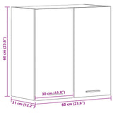 Black Oak Hanging Cabinet 60X31X60 Cm Made Of Engineered Wood