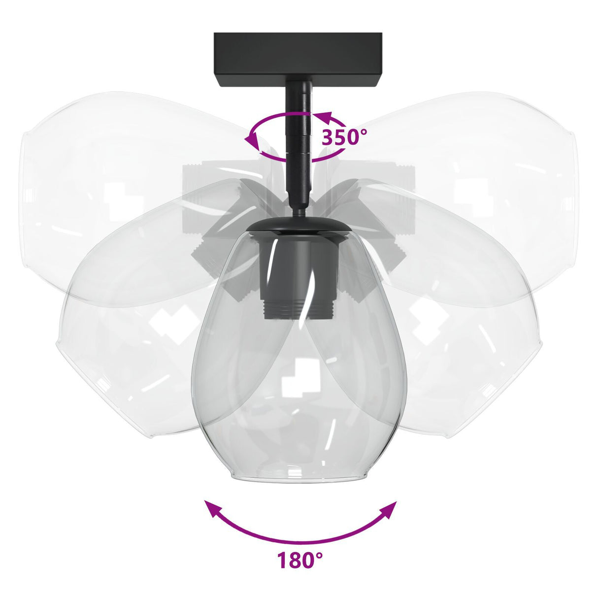 Ceiling Lights With Adjustable Glass Lampshade Anthracite E27