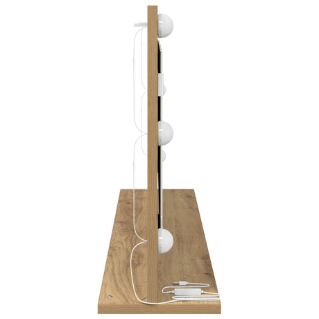 Vanity Mirror With Led Lights Artisan Oak 100X45X18 Cm