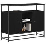 Sideboard Black Oak 100X35X80 Cm Engineered Wood And Steel
