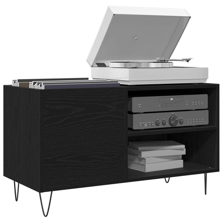 Record Cabinet Black Oak 84,5X38X48 Cm Engineered Wood