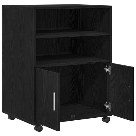 Rolling Cabinet Black Oak 60X48X81 Cm Engineered Wood