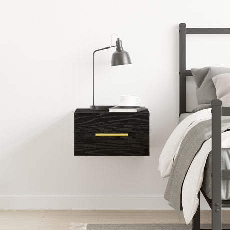 Bedside Cabinet Wall-Mounted Black Oak 35X35X20 Cm