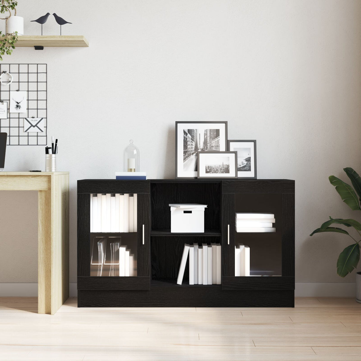 Black Oak Sideboard 120X30.5X70 Cm Made From Engineered Wood
