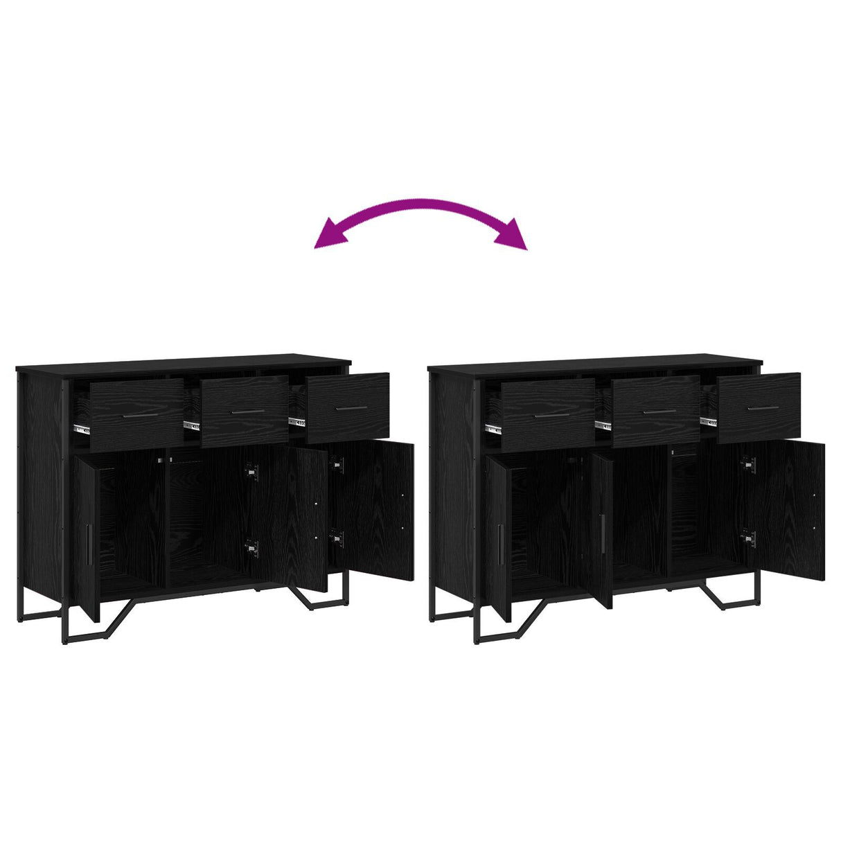 Sideboard Black Oak 97X32.5X74.5 Cm Engineered Wood