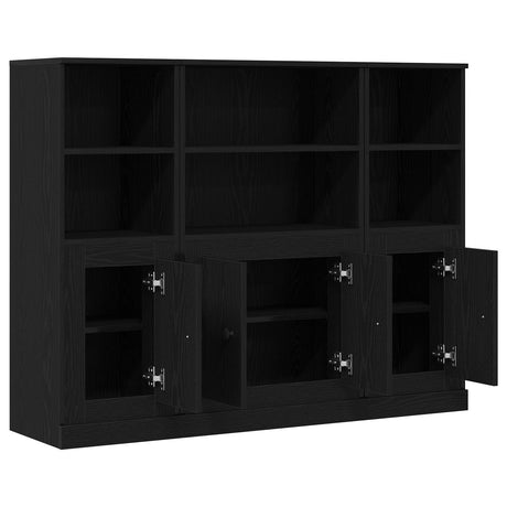 Highboard Black Oak 132X35,5X103,5 Cm Engineered Wood