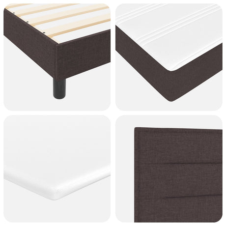 Box Spring Bed With Mattress & Led Dark Brown 80X200 Cm Fabric