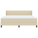 Box Spring Bed With Mattress Cream 180X200 Cm Fabric,  Headboard Lines Design Cream 180 Cm Fabric