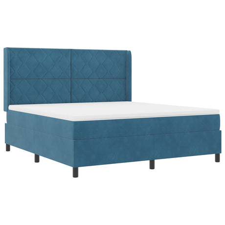 Box Spring Bed With Mattress & Led Dark Blue 180X200 Cm Velvet