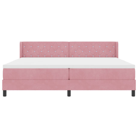 Box Spring Bed With Mattress Pink 200X200 Cm Velvet