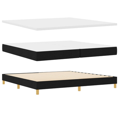 Box Spring Bed With Mattress & Led Black 200X200 Cm Fabric