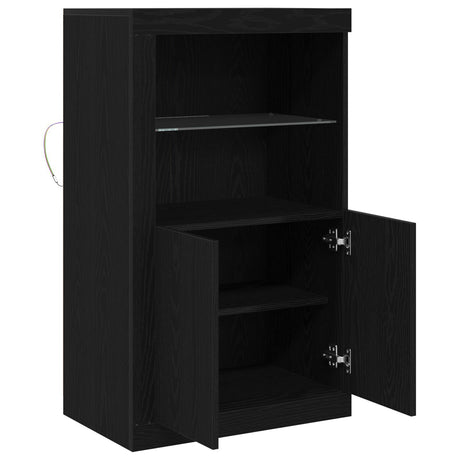 Sideboard With Led Lights Black Oak 60,5X37X100 Cm