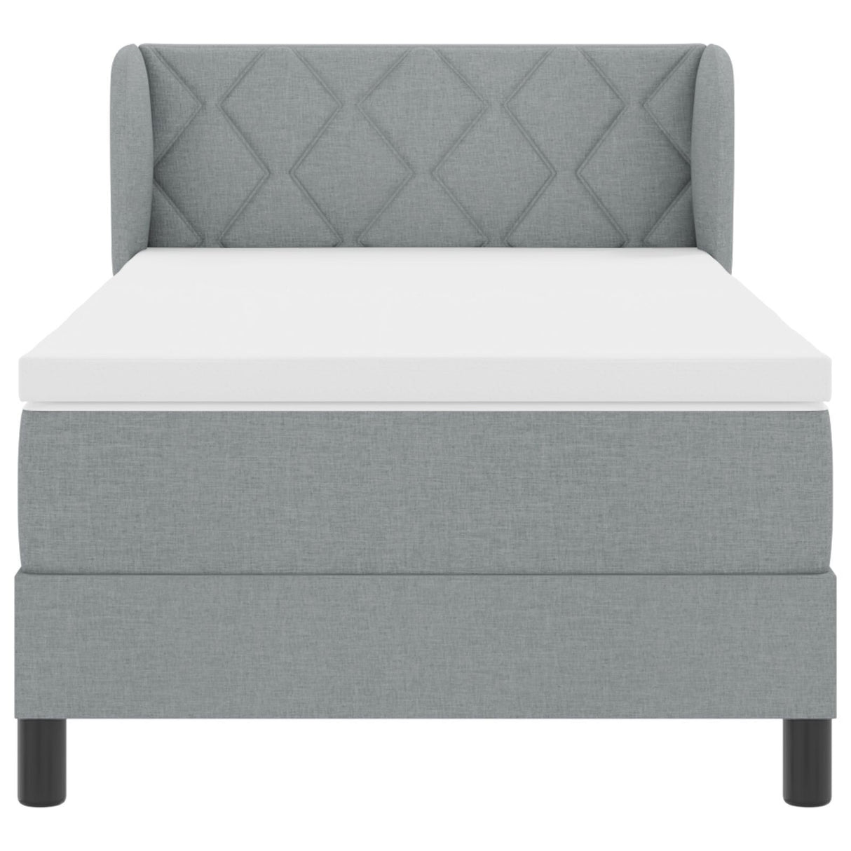 Box Spring Bed With Mattress Light Grey 90X200 Cm Fabric