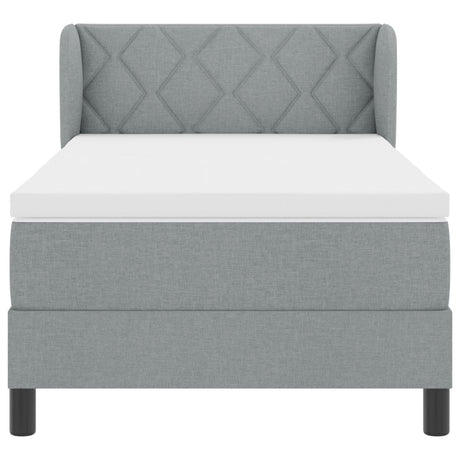 Box Spring Bed With Mattress Light Grey 90X200 Cm Fabric