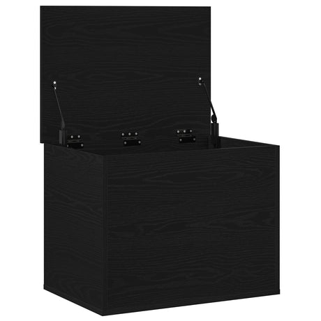 Storage Box With Lid Black Oak 60X42X46 Cm Engineered Wood