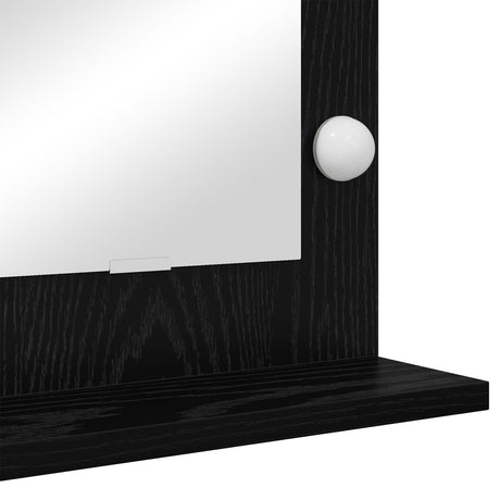 Vanity Mirror With Led Lights Black Oak 60X55X18 Cm