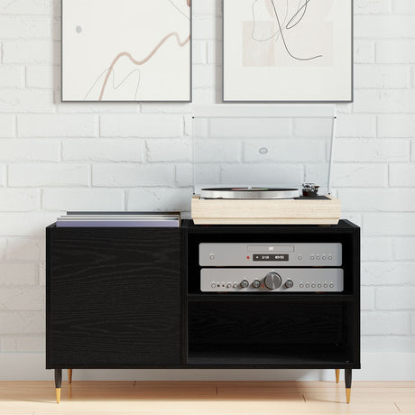 Record Cabinet Black Oak 84,5X38X48 Cm Engineered Wood