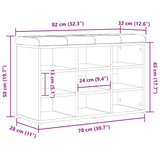 Storage Bench Black Oak 80X30X48 Cm Engineered Wood