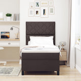 Box Spring Bed With Mattress & Led Dark Brown 90X190 Cm Fabric