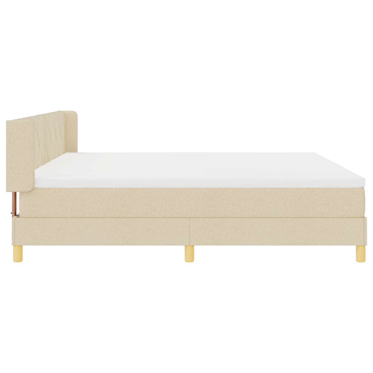 Box Spring Bed With Mattress Cream 200X200 Cm Fabric,  Headboard Diamond Blocks Design Cream 200 Cm Fabric