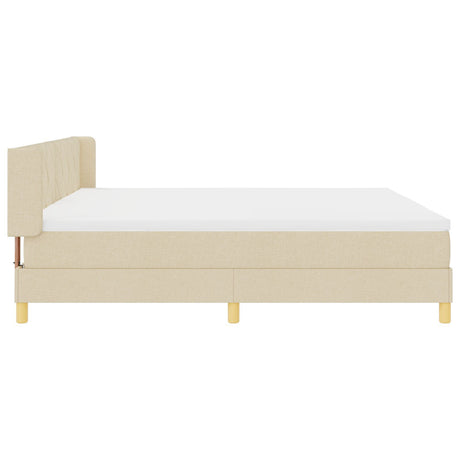 Box Spring Bed With Mattress Cream 200X200 Cm Fabric,  Headboard Diamond Blocks Design Cream 200 Cm Fabric
