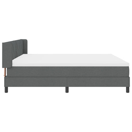 Box Spring Bed With Mattress Dark Grey 200X200 Cm Fabric,  Headboard Diamond Blocks Design Dark Grey 200 Cm Fabric
