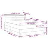 Box Spring Bed With Mattress Cream 140X190 Cm Fabric,  Headboard Lines Design Cream 140 Cm Fabric