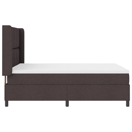 Box Spring Bed With Mattress & Led Dark Brown 140X200 Cm Fabric