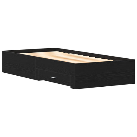 Bed Frame Black Oak 100X200 Cm Engineered Wood