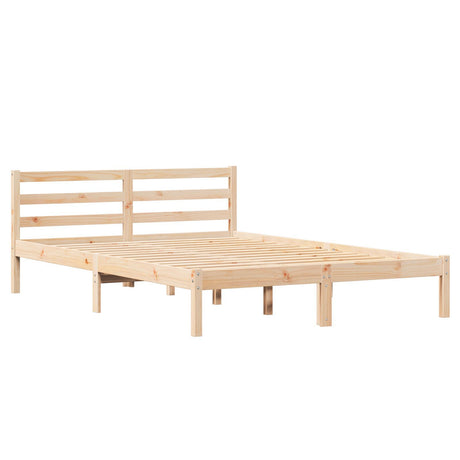 Bed Frame With Headboard 140X220 Cm Solid Wood Pine